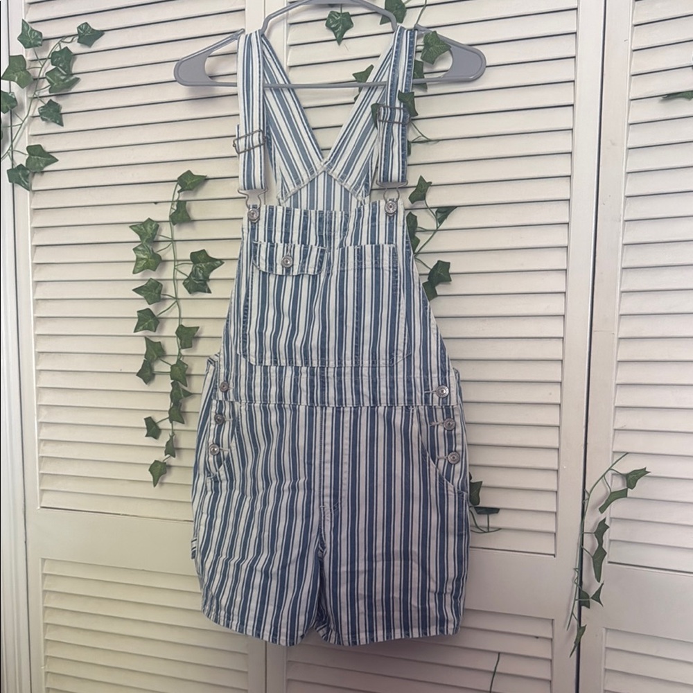 🌺Striped Blue and White Overalls